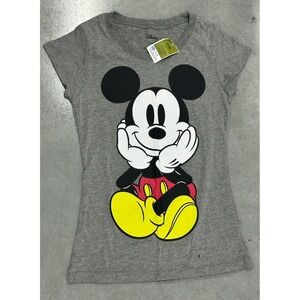 Disney‎ Mickey Mouse Front Back Gray T-shirt Size M Women's